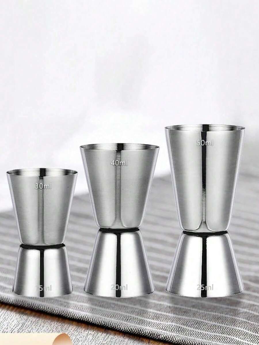 1 chiếc cốc đong định lượng hai đầu bằng thép không gỉ dày dặn, dùng trong quầy bar, cốc đong hai đầu, cốc cocktail, dụng cụ nhà bếp màu bạc hoàn hảo cho pha chế, nhiều dung tích khác nhau. - Xem 1
