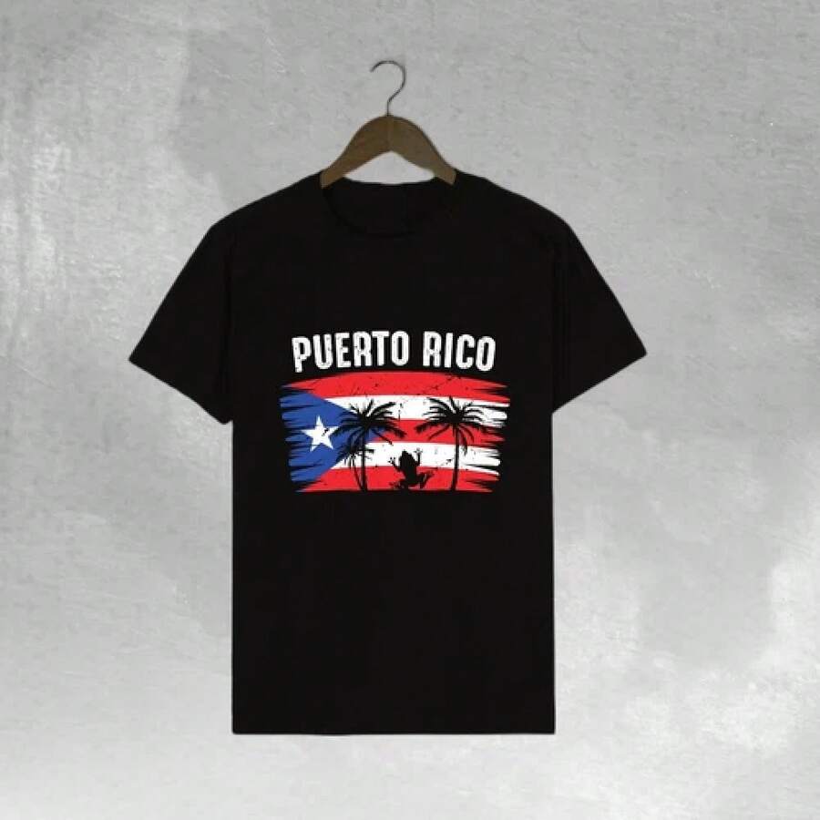 Camiseta de Puerto Rico, Puerto Rico T-shirt, PR Flag, Unisexblusas para mujer playeras de mujer vestidos casuales para mujer y2k playeras deportivas para mujer verano camisetas ropa de mujer Fashion Perfect For Daily - Negro - Ver 1
