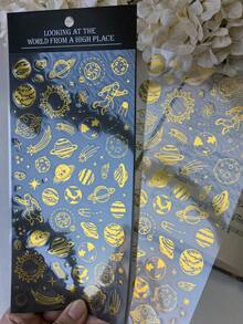 1pc Space Planet Theme PVC Gold Foil Sticker, DIY Collage Decorative Material - DT375 - View 4