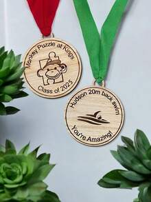 Customizable Wooden Award Plaque With Satin Ribbon, Personalized Achievement Memorial Plaque, Suitable For Sports Meets, Competitions, Academic Awards And Special Occasion Gifts - Multicolor - View 5