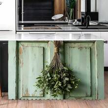 1 Stück Falsche mintgrüne Vintage Holztür Muster bedruckter Polyester Samt Tischdecke, ideal für Küchenschranktüren, praktisch zum Aufhängen, Heimdekoration, geeignet für Küche, Waschküche, Lagerschränke, kann auch als Fenstervorhang verwendet werden - Verschiedenfarbig - Übersicht 14