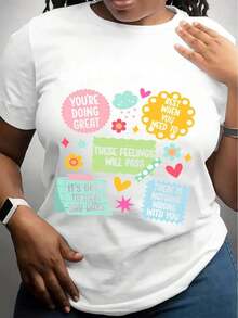 Camiseta de Concientización sobre Salud Mental para Mujeres - Negra con Afirmaciones Positivas - Camiseta Suave, Transpirable, 100% Algodón, Corte Holgado - Ropa para Relajación y Autocuidado - Camisetas Casuales para el Bienestar Mental, Camiseta con Diseño Divertido, Tela Cómoda, Blusas para Mujer - Blanco - Ver 6