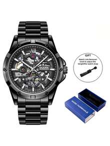 1 chiếc đồng hồ cơ tự động nam rỗng mặt số, dây đeo thép không gỉ, kiểu dáng hiện đại, công sở, thường ngày FW-6960 - Một cỡ - Xem 11