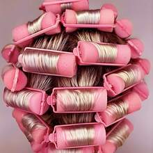 Set Of 8 Sponge Hair Styling Bobs, 7cm Long, 3cm Diameter, DIY Pink, Doesn't Snag Hair, Simple. - 粉色 - 查看 2