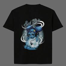 Camisa Negra Tema SAD GIRLZ CON, Estampado de Chica Triste, Estilo Versátil, Unisex, Serigrafía en Playeras, Playera de Algodón de Manga Corta - Negro - Ver 4