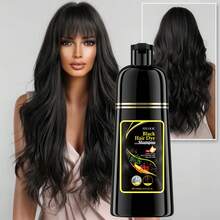 500ml Black Hair Dye Shampoo 3-In-1 - Ammonia-Free Natural Herbal Formula With Polygonum Multiflorum & Ginger, Moisturizing & Long-Lasting (30 Days) - Unisex 16.90oz, Instant Dissolve For Christmas/New Year Gifts - 黑色 - 查看 2