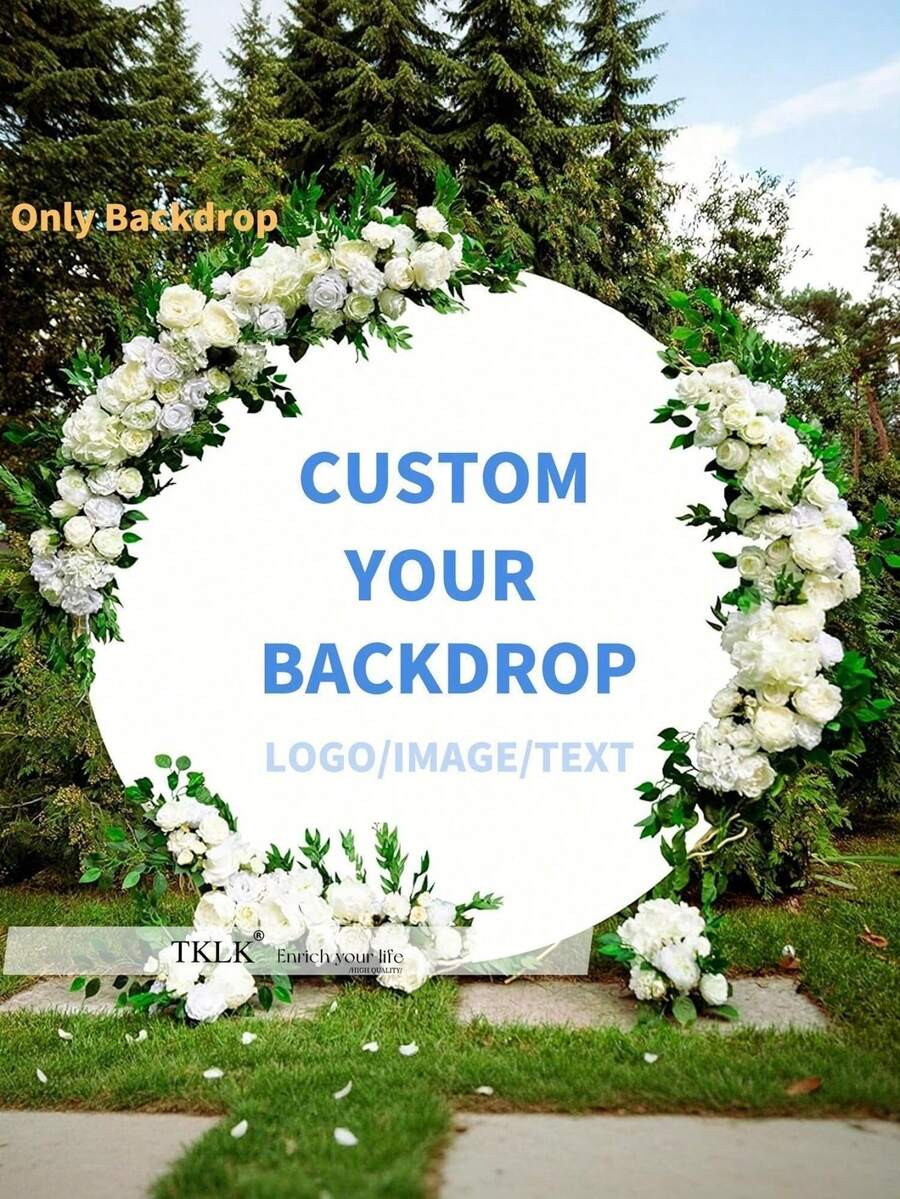 Customizable Round Backdrop (Stand Not Included), Printable Pattern/Logo/Text, Durable For Wedding, Birthday Party, Christening, Photo Booth Props And Party Decor, Modern Round Design, Smooth Texture, Round Background - Multicolor - View 1