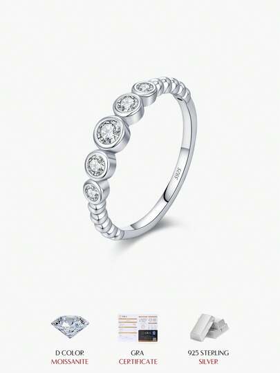 Nhẫn thời trang MODIAN màu D, đá Moissanite tròn, bạc sterling 925, lấp lánh, dành cho nữ, trang sức cưới, quà tặng tinh tế.