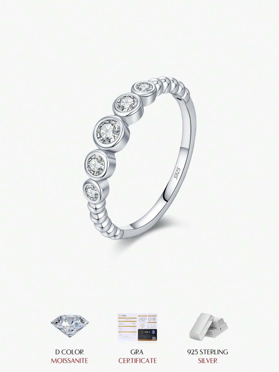 MODIAN D Color Round Moissanite 925 Sterling Silver Fashion Rings Sparkling Finger Rings For Women Wedding Fine Jewelry Gifts