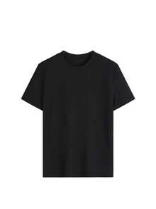 Women's Round Neck Printed Short Sleeve T-Shirt, Casual Loose Fit, Super Soft & Comfortable Fabric, Ins Street Fashion Style, Classic All-Match Graphic Tee, Breathable Lightweight Daily Basic Top, Perfect For Daily Wear, Casual Vacation, Office Commute, Outdoor Going Out, Weekend Gathering, Shopping And Leisure Activities, Ladies  Oversized Casual Pullover T-Shirt - 黑色 - 查看 3