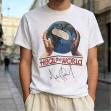 Camisetas estampadas para mujerThe World Michaels Jacksons Album Cover Unisex Short Sleeve Men's Women's Tshirts Tee Children's Adult Parent Child T Shirts,Camiseta gráfica para hombre,Top de estilo urbano hip-hop,Camiseta holgada de estilo retro para hombre,blusas para mujer,La elección perfecta para tus atuendos de San Valentín - Blanco - Ver 7