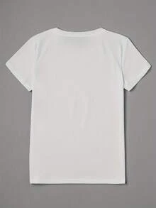 Camiseta Casual de Manga Corta para Mujer con Diseño de X en Relieve - Top de Cuello Redondo Relajado, Tela Elástica, Camiseta Versátil para Todas las Temporadas, Corte Holgado, No Transparente, Top para Todas las Temporadas|Camisa minimalista|Nontransparent Materia Y2k Camiseta Camisa De - Negro - Ver 2