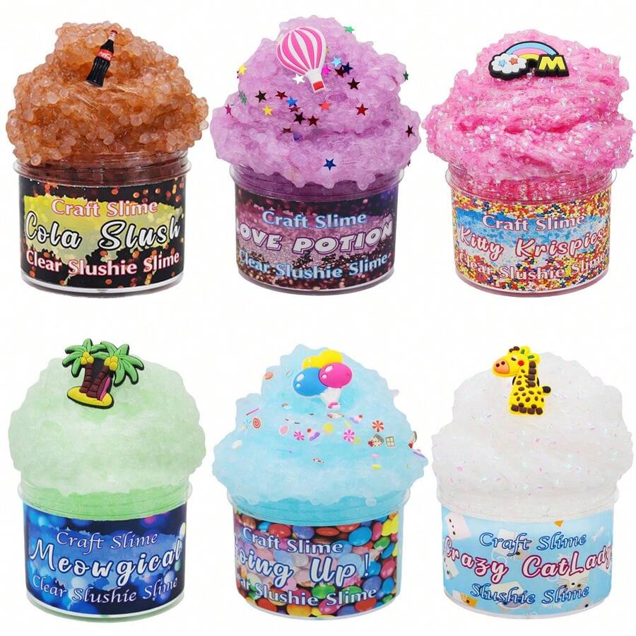 Transparent Crystal Slime Set, Made From Premium High-Transparency Slime Material, With A Clear And Pure Texture, Soft And Stretchy, And Strong Elasticity. It Comes With A Variety Of Colorful Fruit And Animal Shapes, Offering A Wide Range Of Styles. It Is , Odorless, Soft, Non-Sticky, Easy To Mold And Store.Fun DIY Crafts, Stress Relief, Hands-On Skills Training, Full Of Educational And Entertaining Value.Suitable For Children, Students, And Parent-Child Interaction, Ideal For Home Leisure, Playtime During Breaks, Early Childhood Education, And Gift Giving. The Slime Kit Is A Best-Selling Cross-Border Set, Featuring High-Quality Colorful Clay, Fun And Durable, Meeting Various Craft Play Needs. - 藍貓水果70ml - 查看 1