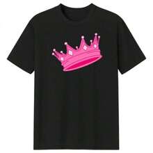 Una camiseta de manga corta para mujer con estilo retro americano, de corte holgado y con diseño estampado (los pantalones son solo para sugerencias de estilo). Esta pieza sencilla y elegante presenta un patrón de letras impresas con temática tropical, lo que la convierte en un elemento imprescindible para crear un look relajado de vacaciones, perfecto para ocasiones como el Día del Trabajo y el Día de la Independencia de México. - Negro - Ver 2