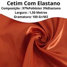 Tecido Cetim Charmousse Com Elastano Lycra 1,50m De Largura Cetim  Branco Vermelho Preto Barato Seda Anti Frizz - Marsala-25 - Visão 4