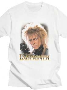 playeras de mujer Custom Fantasy Film Labyrinth T Shirt Men Women Pure Cotton T-shirt Casual Jareth The Goblin King Tees Fashion Tshirts - Blanco - Ver 1