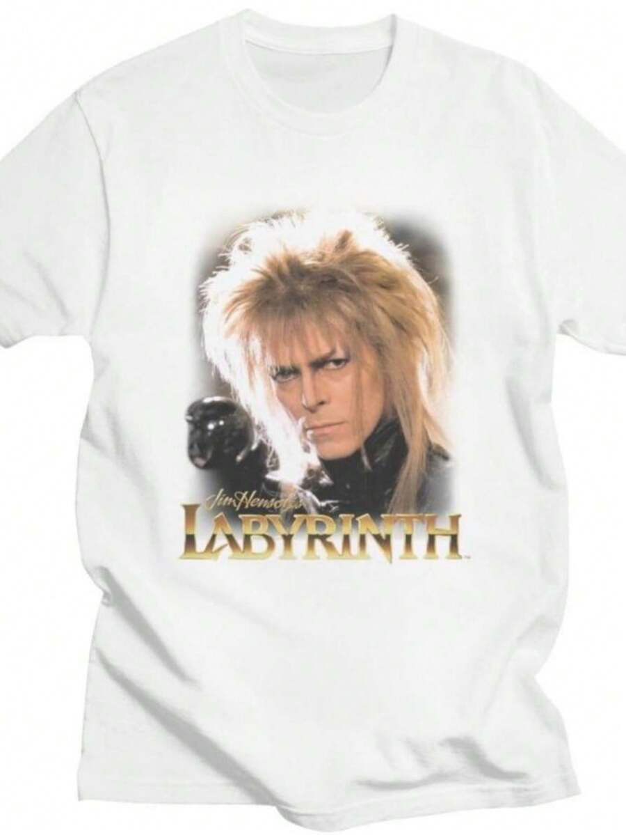 playeras de mujer Custom Fantasy Film Labyrinth T Shirt Men Women Pure Cotton T-shirt Casual Jareth The Goblin King Tees Fashion Tshirts - Blanco - Ver 1