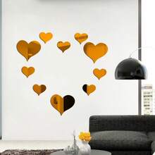 20/10件組家用壓克力鏡面貼紙，金/銀色心形圖案，反光3D心形鏡面貼紙，適用於牆面/玻璃/門/平坦表面裝飾，客廳、臥室、廚房牆面鏡面貼紙 - 多色 - 查看 9