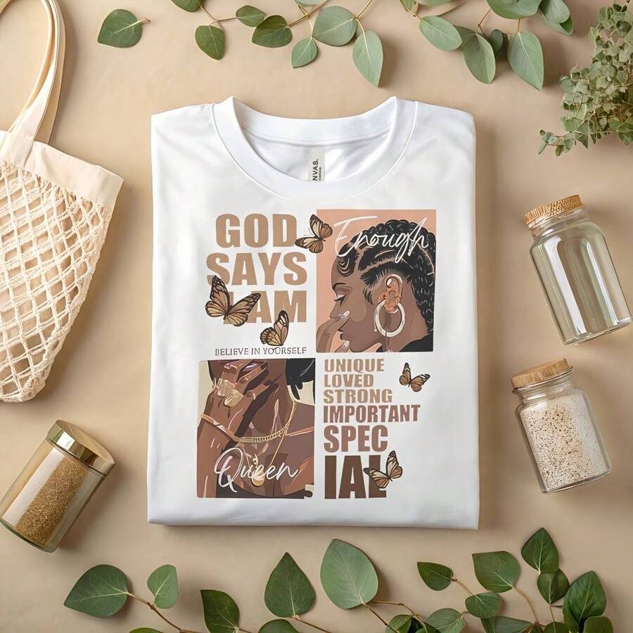 God Says I Am Enough Shirt – Inspirational Christian T-Shirt For Women A375 - Pink - View 1