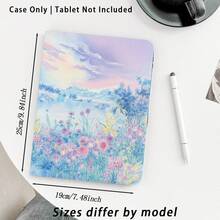 1个带笔槽的翻盖式平板电脑保护套，兼容荣耀Pad 8/9/10、荣耀GT 11.5英寸/X7/X8A/X9/X8Pro/X9Pro/V9/V8 Pro、MatePad 11英寸（2023/2022）、苹果第十代/11英寸（2025）（A16）、A9/A9+/A11/S11/S10 FE+，图案为蓝天白云、绿树鲜花，支持自动睡眠/唤醒功能，适合作为开学季、情人节、节日礼物。 - 彩色 - 查看 2