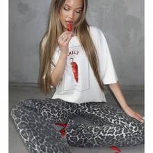 Unique Minimalist T-Shirt Made Of Pure Cotton With A Sweet And Cool Chili Print, Loose Fit, Short Sleeves, Comfortable And Versatile. - 白色短袖 - 查看 2