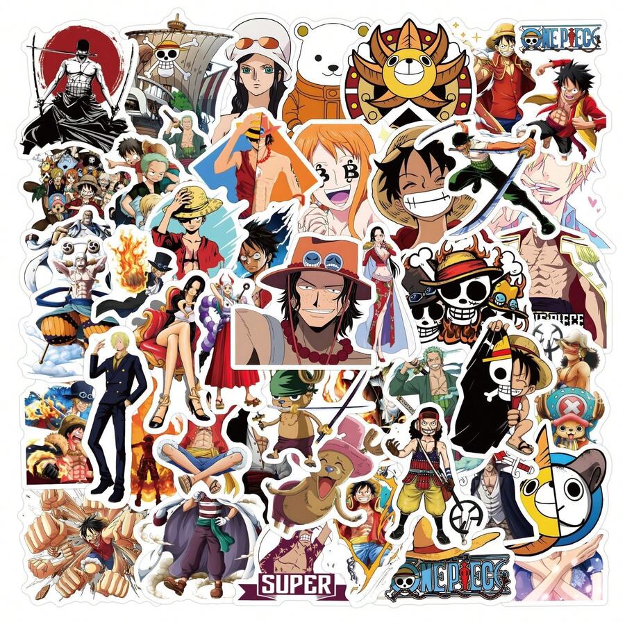 50 miếng dán nhân vật anime Gear 5 kinh điển - Hình dán PVC độ phân giải cao, phong cách hoạt hình anime dễ thương, chống thấm nước, bao gồm Zoro, Sanji, Ace, Sabo, Chopper, Robin, Franky, Law, Buggy, thích hợp cho người hâm mộ anime và quà tặng unisex, đồ chơi cho bé trai, chủ đề anime. - Nhiều màu - Xem 1