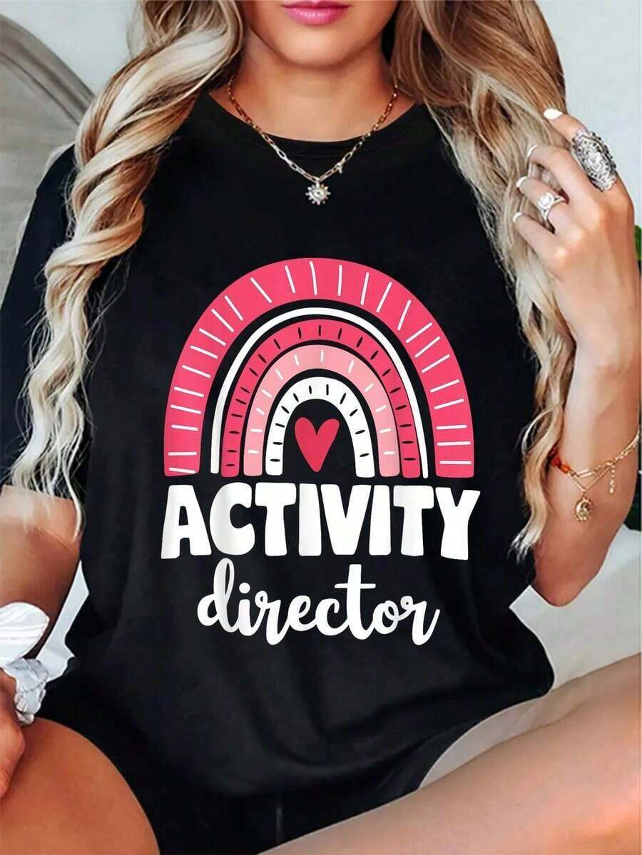 Camiseta de manga corta para coordinadora de actividades de reconocimiento a mujeres, ocio - Negro - Ver 1