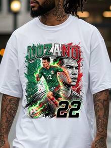 Camiseta de Jugador de Fútbol Lozano 22 |   Colores de la Bandera Mexicana, Camiseta de Fútbol de México 2026 - Negro - Ver 6