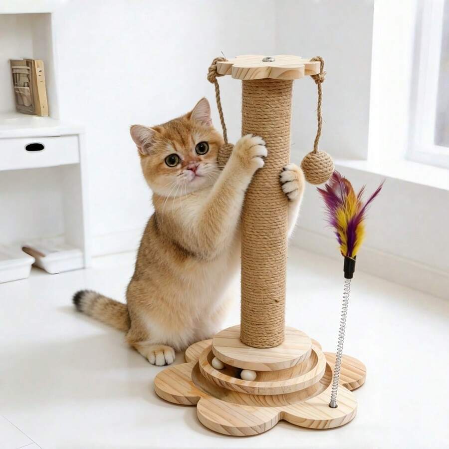 1件套坚固耐抓猫抓柱和逗猫棒玩具,28厘米大尺寸稳定底座,耐用剑麻绳,非常适合猫咪日常玩耍和磨爪。 - 46.5*28 - 查看 1