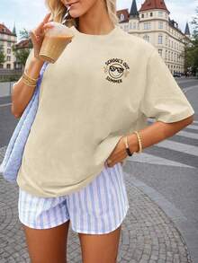 Se acabó la escuela por el verano - Camisa de manga corta para mujer, talla única, para el último día de clases, para maestras. - Albaricoque - Ver 11
