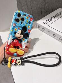 Disney Has Authorized, Phone Case - Chain Set, This Set Features A Mickey Mouse Phone Case Paired With A Detachable Silicone 3D Stitch Wrist Strap, Complete With A Metal Ring Attachment. Crafted Using A Unique 2D Wave-Texture Technique, The Case Is Made From Eye-Catching And Adorable TPU Material, Showcasing Classic Mickey And Minnie Mouse Designs. It Is Compatible With The Entire IPhoneseries, Including Models 17, 16, 15, 14, 13, 12, 11, XS, XR, X, Plus, Pro, And Max. This Stylish, Cartoon-Themed Protective Case Not Only Provides Robust, All-Around Protection For Your Device But Also Makes For The Perfect Gift For Friends And Family. IPhone17 Pro Max Case. Disney Phone Case. - White - View 4