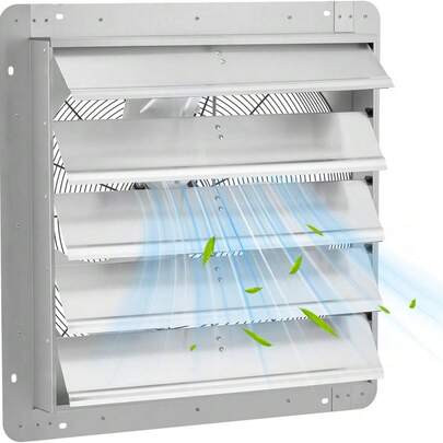Ventilador de Escape de 24 Pulgadas con Persianas de Aluminio 3500 CFM de Alta Velocidad Montaje en Pared para Garaje Taller Invernadero Ático