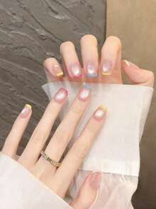 10片手工制作美甲贴片，情人节礼物，春夏美甲，中长款美甲，尖头美甲，夏季美甲设计，美甲贴片，短款美甲贴片，假指甲，短款美甲，亚克力美甲贴片，手工美甲贴片，可拆卸可重复使用 - 彩色 - 查看 6