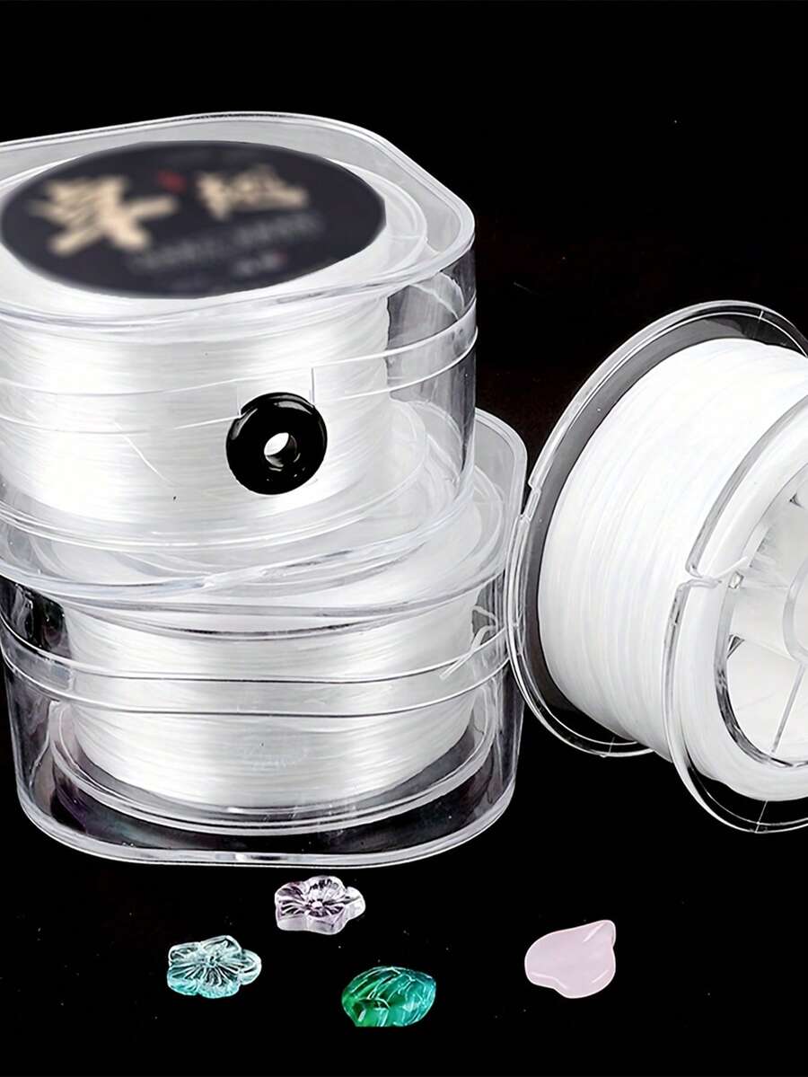 1 Box Of Transparent White Elastic Thread With A Thickness Of 0.2-1mm - High Stretchability Bead String DIY Handmade Jewelry Material, Durable Bracelet Necklace Making Thread, Glossy Texture, Suitable For Handmade Accessory Production