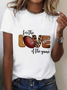 Oversize Slim Plus Size - Women's Oversized T-Shirt - Soft, Loose-Fitting T-Shirt With Football Print, Lightweight And Suitable For Everyday Wear, Events, Game Days, Casual Wear - Women's T-Shirt For All Seasons, Designed "For Love", Weekend Wear, Aesthetic And Youthful, Comfortable Material, Oversized T-Shirt, Ideal For Enthusiasts. - 白色 - 查看 1