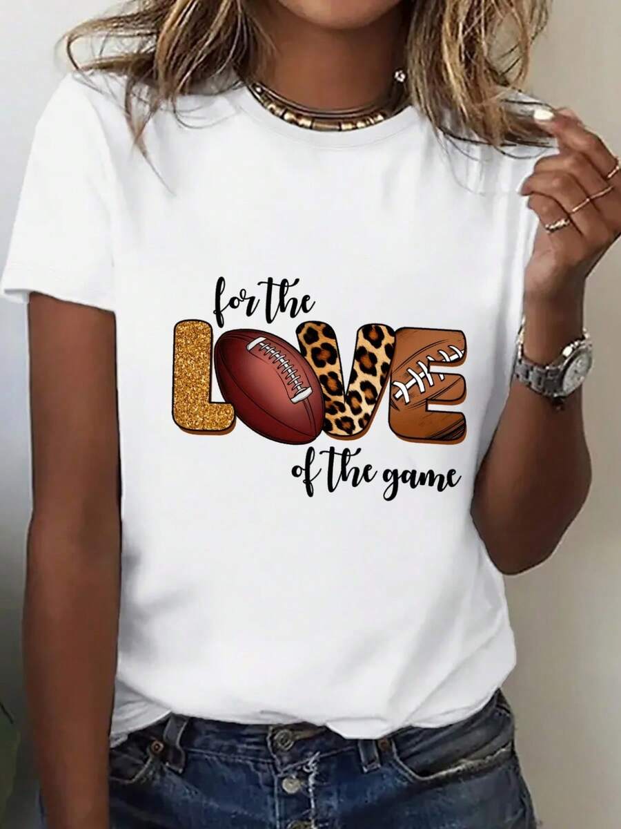 Oversize Slim Plus Size - Women's Oversized T-Shirt - Soft, Loose-Fitting T-Shirt With Football Print, Lightweight And Suitable For Everyday Wear, Events, Game Days, Casual Wear - Women's T-Shirt For All Seasons, Designed "For Love", Weekend Wear, Aesthetic And Youthful, Comfortable Material, Oversized T-Shirt, Ideal For Enthusiasts. - 白色 - 查看 1