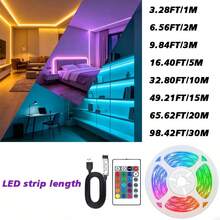 1条USB供电的RGB LED灯带，带24键遥控器，可调光。适用于客厅、卧室、游戏室装饰和节日装饰。 - 24-key RGB light strip - 查看 2