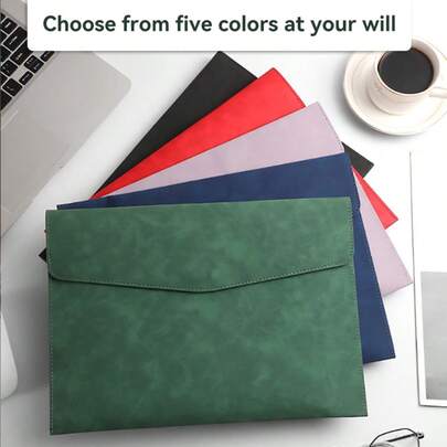 1Pc A4/A5 PU Leather Document Bag Envelope Style File Folder With Magnetic Closure & Pen Slot, Multi-Purpose Office Organizer Portfolio Case For Business, School, Meetings