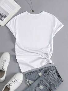 Comfortable, Versatile Short-Sleeved Sports Top. - White - View 3