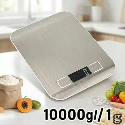 1 قطعة ميزان مطبخ رقمي عالي الدقة 10كجم/1جرام، من الفولاذ المقاوم للصدأ مع شاشة LCD، ميزان إلكتروني صغير مع تحويل وحدات متعددة، أداة وزن متعددة الوظائف مع وظيفة التعشير، مناسبة للخبز والطهي المنزلي