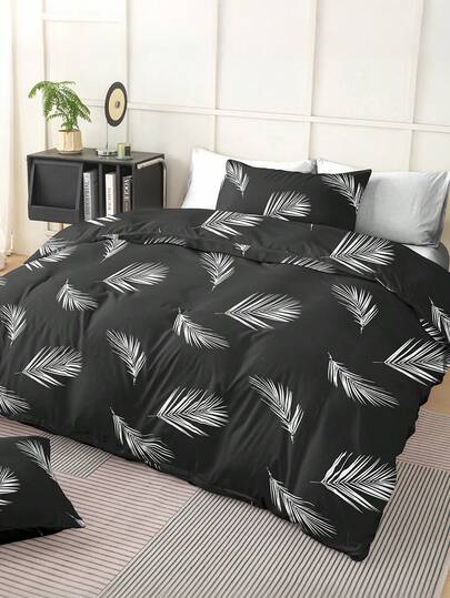 3pcs Floral Leaf Pattern Duvet Cover Set, Made Of Super Soft Microfiber Fabric, Breathable For All Seasons, Machine Washable, Fade Resistant, Pill Resistant, Shrink Resistant, Wrinkle Resistant, Suitable For Boho/Farmhouse/Modern Minimalist Bedroom Decor, Easy Care, Fits Twin/Full/Queen/King Size Bed, Suitable For Home, Dorm, Apartment, Hotel, Vacation Rental, Gift