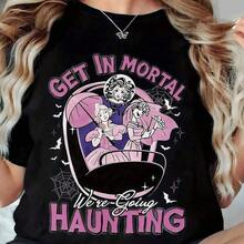 Camiseta de algodón para mujer Haunted Mansion - Inspirada oficialmente en Y2K, con estampado de Constance Leota y Little Leota. Ropa infantil Get In Mortal Were. - Negro - Ver 1