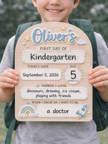 Personalized First Day Of School Sign, Customizable Text Photo Prop, Writable Back To School Photo Prop, First Day Of School Commemorative Board, Suit - Multicolor - View 8