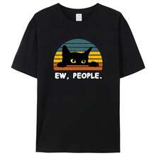 2025 Camiseta con estampado de gato acogedor para hombre, camisetas de algodón con estampado de Anime de alta calidad, ropa informal divertida para mujer, camiseta Unisex - Negro - Ver 12