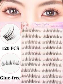120 piezas/Set de pestañas postizas de girasol estilo coreano sin pegamento, rizado C, longitud mixta de 6-12 mm, fácil de crear un maquillaje de ojos grandes. Diseño autoadhesivo, aplicación DIY rápida para ahorrar tiempo de maquillaje, fácil de usar, adecuado para principiantes. Pestañas suaves y amigables con la piel, claramente separadas, reutilizables, versátiles para uso diario, citas, fiestas, gran idea de regalo para novias y días festivos. - C - Ver 2