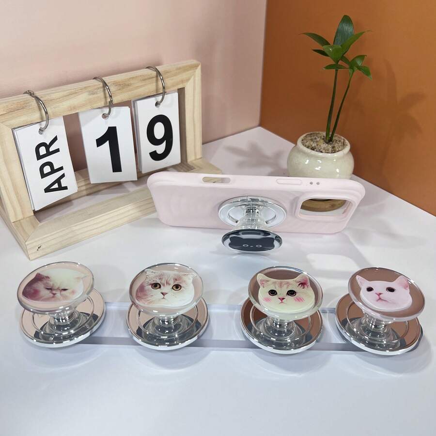 1 cái giá đỡ điện thoại hình mèo dễ thương có thể thu gọn, giá đỡ điện thoại in hình mèo dễ thương có thể mở rộng, giá đỡ đa năng có thể thu gọn, giá đỡ chống trượt dạng vòng đeo ngón tay cho điện thoại thông minh, quà tặng Ngày của Mẹ. - Nhiều màu - Xem 1