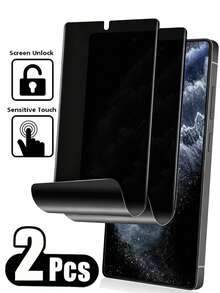 2 قطعة واقي شاشة الخصوصية ل- Galaxy S23 S22 Ultra/ Note 14 13 Pro+ 4G 5G/Honor [ البصمة] [فيلم TPU مرن مضاد للتجسس] [تركيب سهل بدون فقاعات] [مضاد للتجسس] [زجاج غير مقسى] - الأسود - مشاهدة 45