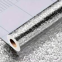 1 Roll Industrial Aluminum Foil Contact Paper, Self-Adhesive Waterproof Peel And Stick Wallpaper, Modern Metallic Diamond Texture Suitable For Sink Cabinet Drawers, Removable No Residue Home Decor - Silver - View 12