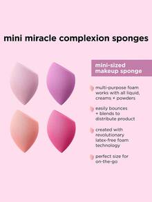 4 buah Spons Mini Miracle Skin Real Techniques, Spons Makeup Kecil, Cocok untuk Alas Bedak dan Concealer, Ukuran Mini untuk Mata dan Detail, Portabel untuk Perjalanan, Makeup Alami, Bebas Lateks - Berwarna merah muda - View 4