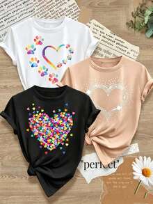 Set de camisetas de manga larga de algodón Prenda individual, no un conjunto de 3 piezas, 1 piezas/set de camisetas de manga suitable for streetwear, Top oversized cuello redondo daily outings, camping, concerts, hip-hop, rock, and rap events de cuello redondo, de estilo minimalista y casual, en negro, burdeos y blanco - Blanco - Ver 1